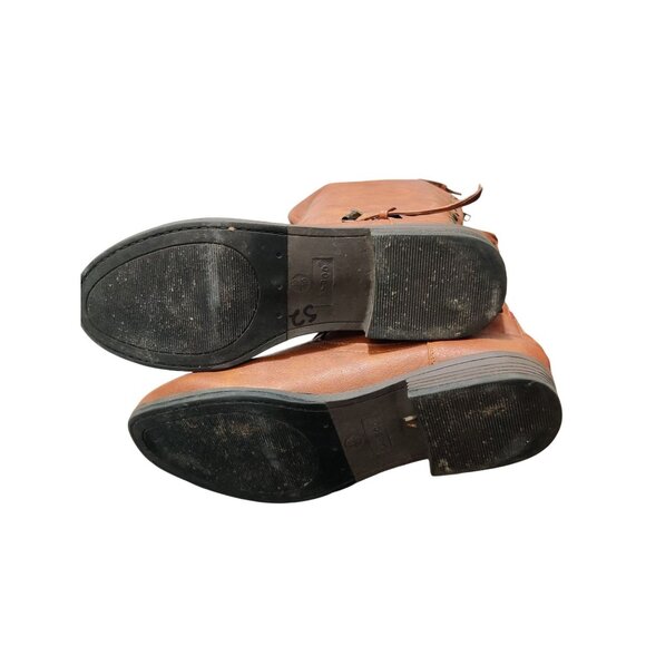 Bamboo Montage 10 Womens Boots Brown Knee High Faux Leather Buckle Stud Lined - Picture 9 of 15